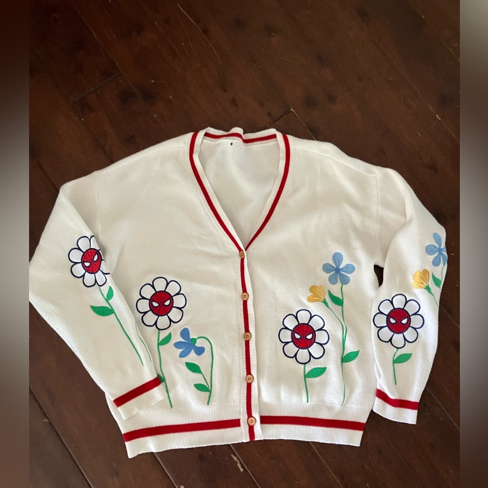 Spider-Man Flower Cardigan Sweater Women’s